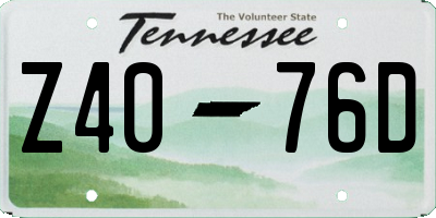 TN license plate Z4076D