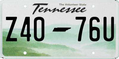 TN license plate Z4076U