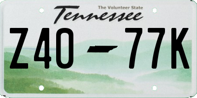TN license plate Z4077K