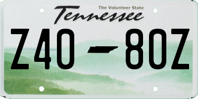 TN license plate Z4080Z