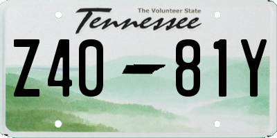 TN license plate Z4081Y
