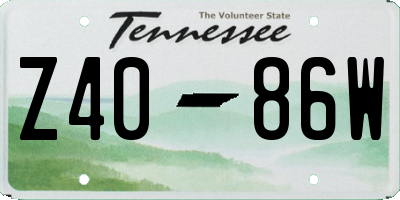 TN license plate Z4086W