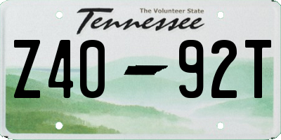TN license plate Z4092T