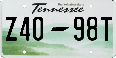 TN license plate Z4098T