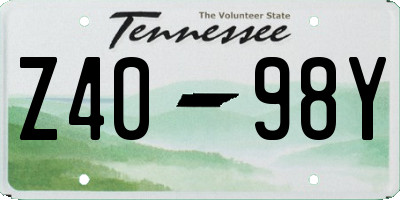 TN license plate Z4098Y