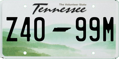 TN license plate Z4099M