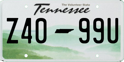TN license plate Z4099U