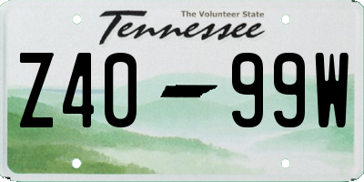 TN license plate Z4099W