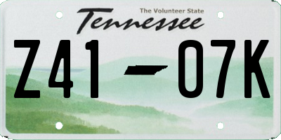 TN license plate Z4107K