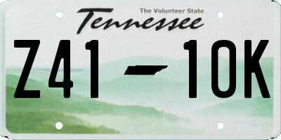 TN license plate Z4110K