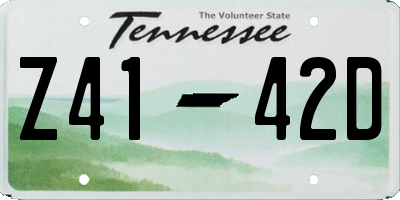 TN license plate Z4142D