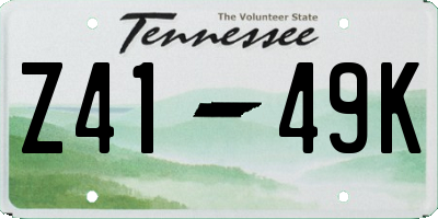 TN license plate Z4149K