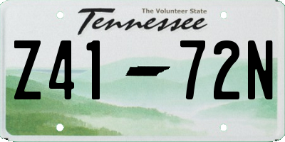 TN license plate Z4172N