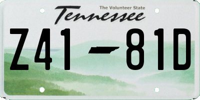 TN license plate Z4181D