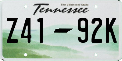 TN license plate Z4192K
