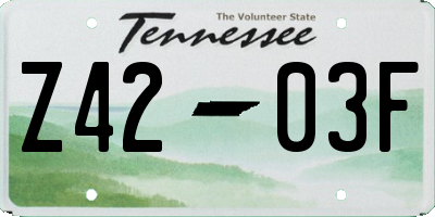 TN license plate Z4203F