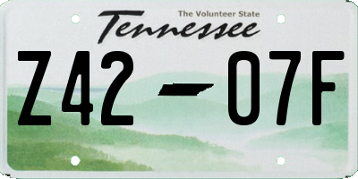 TN license plate Z4207F