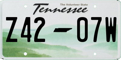TN license plate Z4207W
