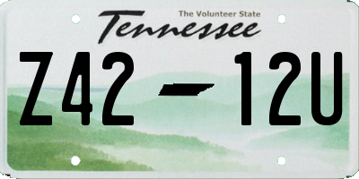TN license plate Z4212U