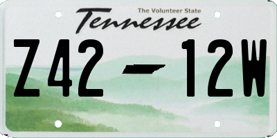 TN license plate Z4212W