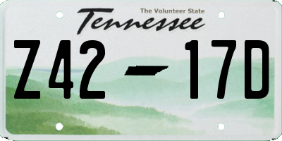 TN license plate Z4217D