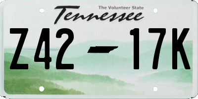 TN license plate Z4217K