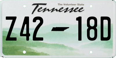 TN license plate Z4218D