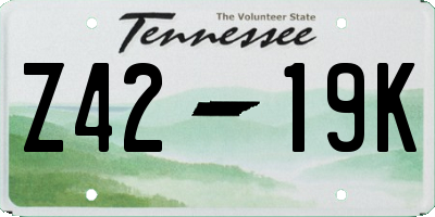 TN license plate Z4219K