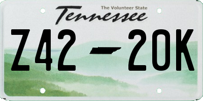 TN license plate Z4220K