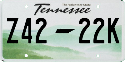TN license plate Z4222K