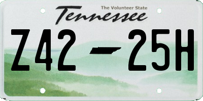 TN license plate Z4225H