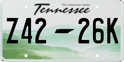 TN license plate Z4226K