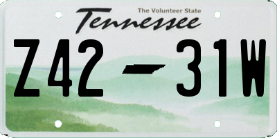TN license plate Z4231W