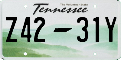 TN license plate Z4231Y
