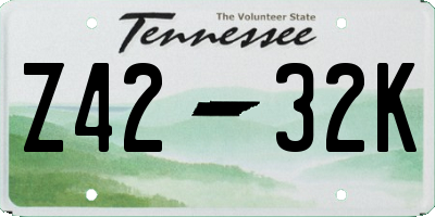 TN license plate Z4232K