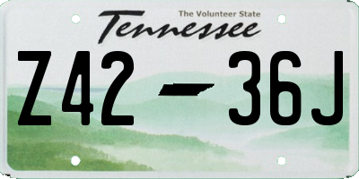 TN license plate Z4236J