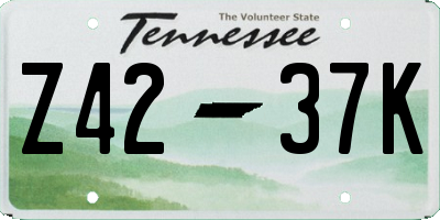 TN license plate Z4237K
