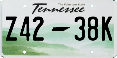 TN license plate Z4238K