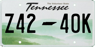 TN license plate Z4240K