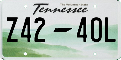 TN license plate Z4240L