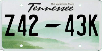 TN license plate Z4243K