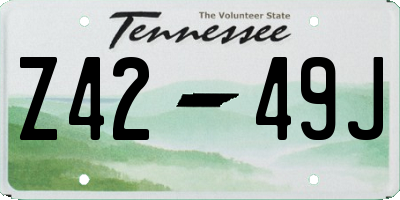 TN license plate Z4249J