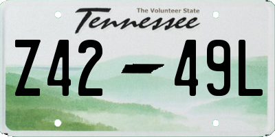 TN license plate Z4249L