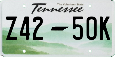 TN license plate Z4250K