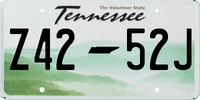 TN license plate Z4252J