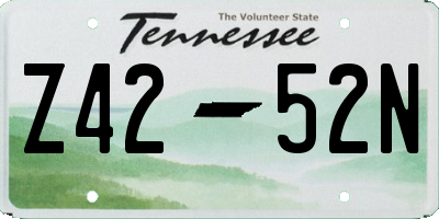 TN license plate Z4252N