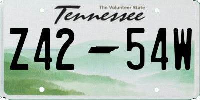 TN license plate Z4254W