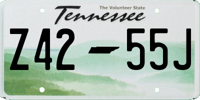 TN license plate Z4255J