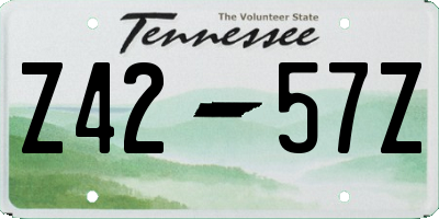 TN license plate Z4257Z