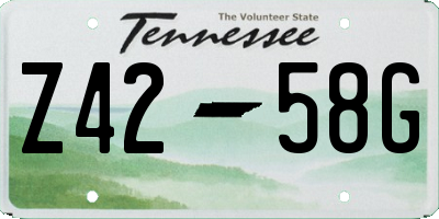 TN license plate Z4258G